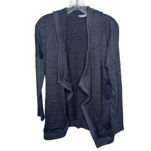 Athleta‎ Gray Heathered Knit Hooded Open Front Cardigan Sweater Women's M